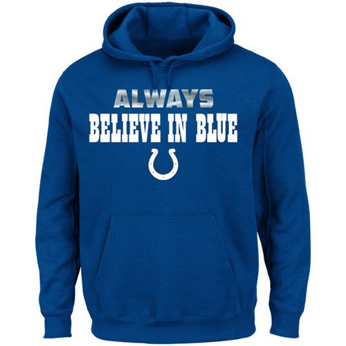 Indianapolis Colts Majestic Always Pullover Hoodie Royal Blue - Click Image to Close